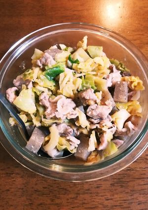 豚キャベツこんにゃくの重ね味噌煮-レシピのメイン写真