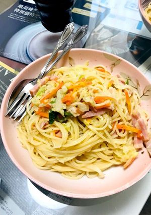 ★牛乳少量★白菜とベーコンの和風パスタ-レシピのメイン写真
