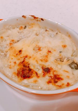 焦げ防止!さば缶と舞茸いり、豆腐グラタン-レシピのメイン写真