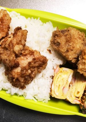 旦那弁当250♡玉ねぎ肉巻きフライ弁当！-レシピのメイン写真