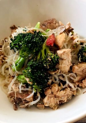 簡単糖質オフ☆サバのオイルパスタ風蒟蒻麺-レシピのメイン写真