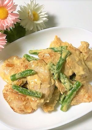 鶏むね肉とインゲン♡チーマヨソテー-レシピのメイン写真