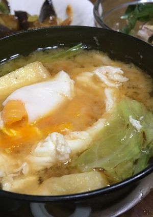 炒めて美味しいキャベツと卵の味噌汁-レシピのメイン写真