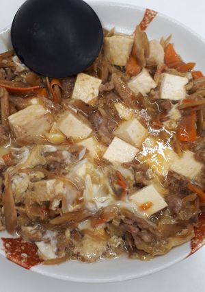 サッポロ一番残りスープde肉豆腐の卵とじ-レシピのメイン写真