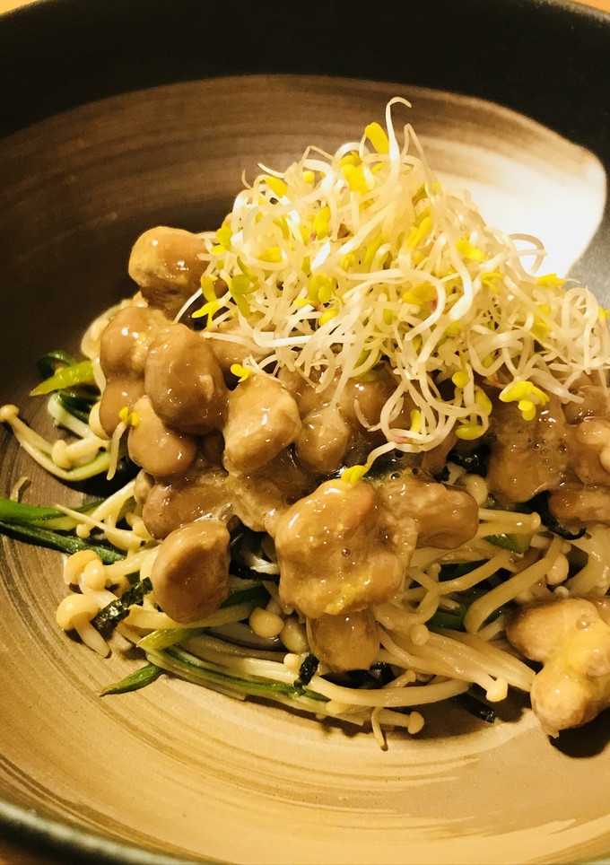 長ネギ＆エノキのしょう油炒め●納豆添え-レシピのメイン写真