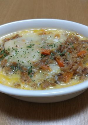 肉じゃがリメイク☆チーズと卵乗せ焼き-レシピのメイン写真