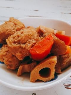 練りごまで☆ 鶏だんごと根菜のごまみそ煮-レシピのメイン写真