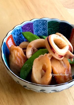 イカとゴボ天の煮物（隠し味に胡麻油）-レシピのメイン写真