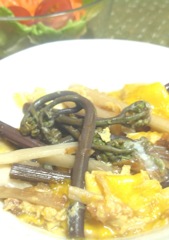 ぜんまいと山うどの卵とじ-レシピのメイン写真