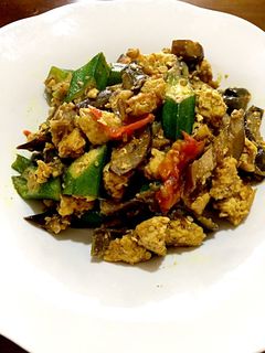 ナスとオクラと鶏ひき肉のカレー炒め-レシピのメイン写真