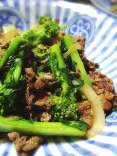 牛バラ肉と菜の花のオイスターソース炒め-レシピのメイン写真