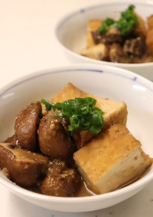 朝昼夕♪厚揚げとキノコの煮物～みそ味～-レシピのメイン写真