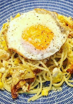 節約◎目玉焼きのパスタ-レシピのメイン写真