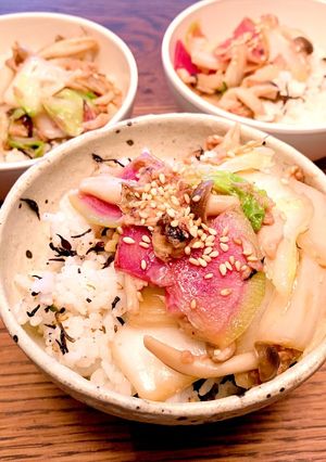 白菜でちゃちゃっとおかず のっけごはん-レシピのメイン写真