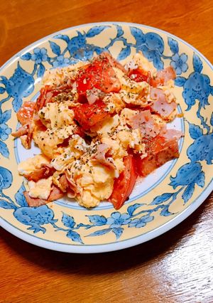 トマ玉ベーコン材料3つ♡-レシピのメイン写真