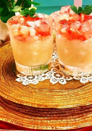 ღლミルク＆いちごのクラッシュゼリーღლ-レシピのメイン写真