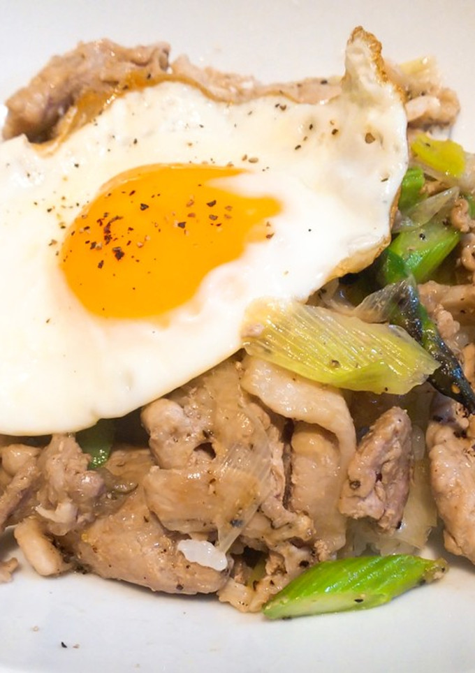 豚こまとアスパラのネギ塩丼♪-レシピのメイン写真