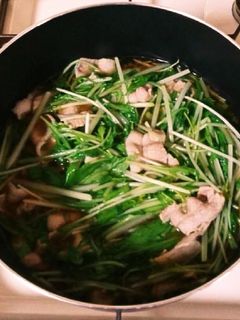 節約♪水菜と豚肉の煮物♪-レシピのメイン写真