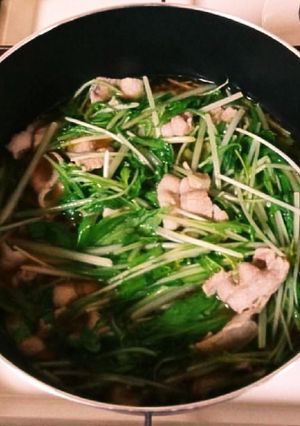 節約♪水菜と豚肉の煮物♪-レシピのメイン写真