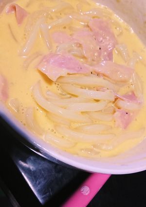 2度楽しめるカルボうどん☆レンジ☆-レシピのメイン写真