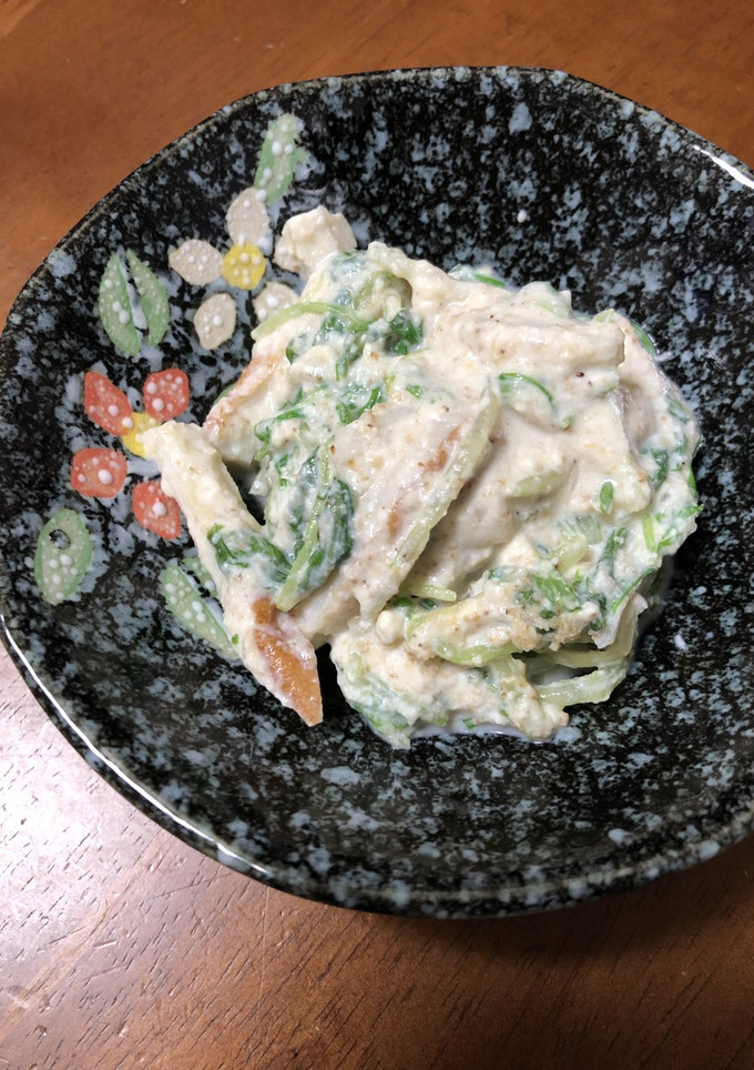 すぐ簡単節約副菜！水菜とちくわの白和え！-レシピのメイン写真