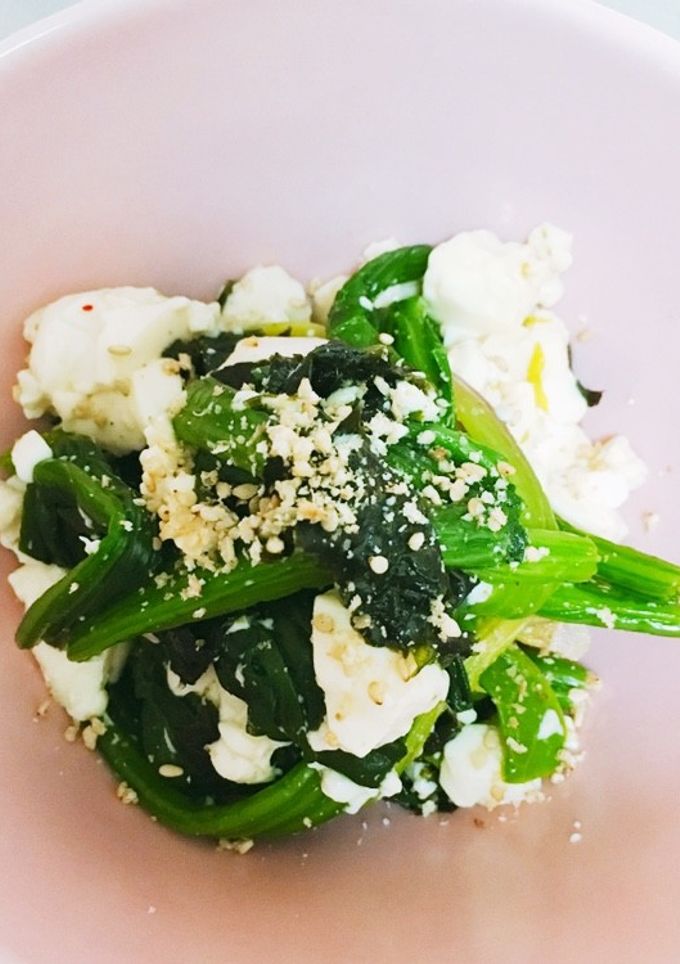ほうれん草とお豆腐と韓国のりのサラダ♪-レシピのメイン写真