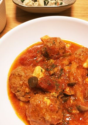 チーズ入り肉団子のトマト煮☆*:.-レシピのメイン写真