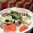 お豆さんと温野菜の具だくさん豆乳スープ♡