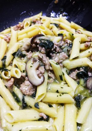 レオパレスで作る　ペンネカルボナーラ-レシピのメイン写真