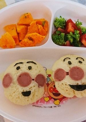 簡単、立体アンパンマン蒸しパン。-レシピのメイン写真