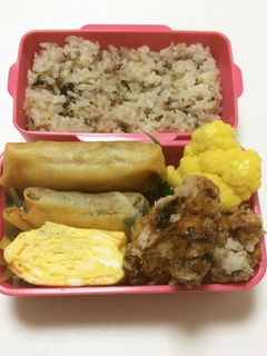 100、鍋の具材で春巻きと唐揚げ弁当♡-レシピのメイン写真