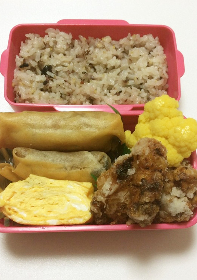 100、鍋の具材で春巻きと唐揚げ弁当♡-レシピのメイン写真