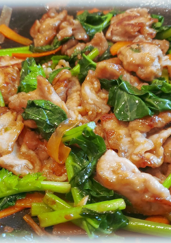 かき菜と人参と豚肉の黒酢生姜焼き-レシピのメイン写真