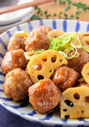 ふんわり肉団子とれんこんの照り焼き-レシピのメイン写真