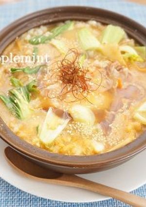 サッポロ一番スープでキムチカルビクッパ-レシピのメイン写真