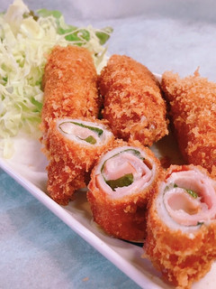 豚、大葉、チーズ、ハムのロール揚げ-レシピのメイン写真
