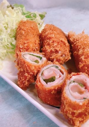 豚、大葉、チーズ、ハムのロール揚げ-レシピのメイン写真