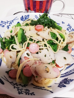 れんこんと菜の花のペペロンチーノ-レシピのメイン写真