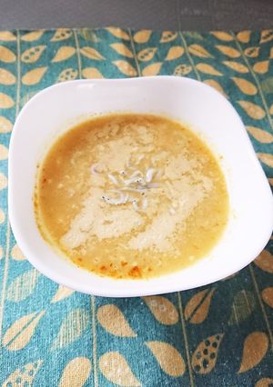 ラーメンの残り汁でもち麦カレーしらスープ-レシピのメイン写真