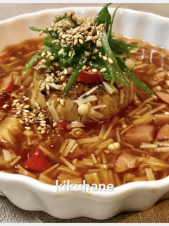 えのき根元ステーキごま味スープ旨辛餡掛け-レシピのメイン写真