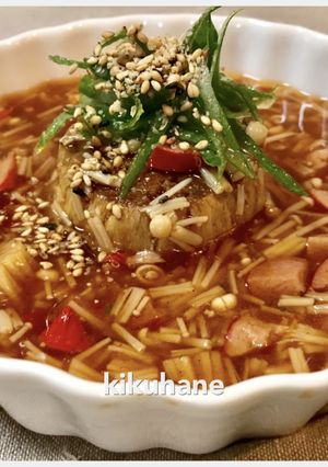 えのき根元ステーキごま味スープ旨辛餡掛け-レシピのメイン写真