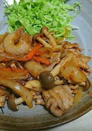 豚こま肉のキムチ生姜焼き-レシピのメイン写真
