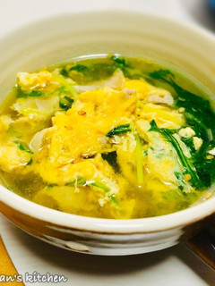 シャキうま!水菜とたまごの和風なスープ-レシピのメイン写真