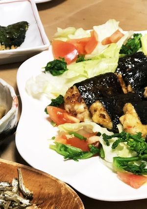 簡単♡丸めない!大葉と海苔のつくね焼き-レシピのメイン写真