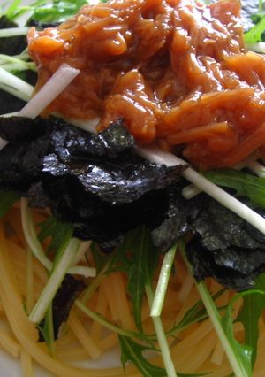 ♪水菜となめたけのパスタ♪-レシピのメイン写真