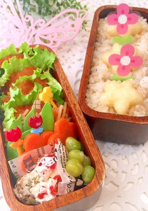 2月7日　春のお花弁当　詰め方-レシピのメイン写真