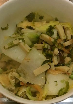高野豆腐と干し海老とあおさ海苔の煮物-レシピのメイン写真