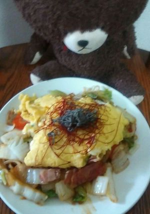 ふわっとろり白菜とレタス等の焼きそば-レシピのメイン写真