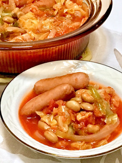 福豆入り♪キャベツとお豆のトマト煮込み-レシピのメイン写真