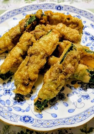 簡単夕飯ズッキーニ豚肉巻きカレーフリット-レシピのメイン写真